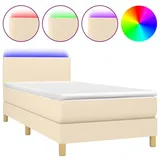 vidaXL Boxspringbett mit Matratze & LED Creme 100x200 cm Stoff