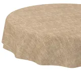 Tischdecke abwaschbar Tischtuch Tafeldecke Tischwäsche Leinen Baumwolle Leinenoptik Wasserdicht Pflegeleicht Fleckenschutz Rund 100cm Sand