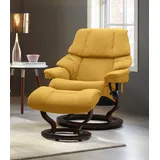 Stressless Stressless® »Reno«, (Set, Relaxsessel mit Hocker), mit Hocker, mit Classic Base, Größe S, M & L, Gestell Braun, gelb