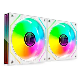 Mars Gaming MF-3DPROX2, Kit 2x PWM 120mm Lüfter, ARGB Triple Infinity Mirror 360° Beleuchtung, PWM-Steuerungssystem, FDB-Lager, PC-Lüfter mit voller ARGB-Kompatibilität, Weiß