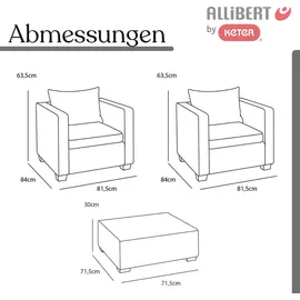 KETER Allibert Salta Balkonmöbel Set in Anthrazit Stilvolle Rattan-Optik für Garten & Balkon