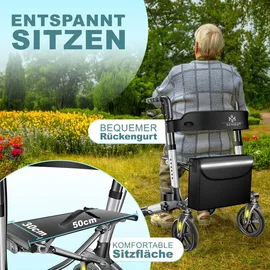 Kesser Leichtgewicht Rollator faltbar mit Sitz Schwarz