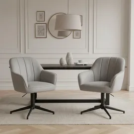 dubi möbel Polsterstuhl Mika-Elin Lederoptik grau 2er Set