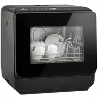 HOMCOM Mini Geschirrspüler Freistehend Tischgeschirrspüler mit 4 Maßgedecke 5 Programmen Trocken Funktion 6L Wassertank Touch Control LED Anzeige Spülmaschine mit/ohne Wasseranschluss für Camping