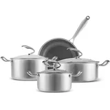 KARACA 5Ply PowerSteel 316+ 7-teiliges Kochgeschirrset - Hochwertiges Edelstahlset für erstklassiges Kocherlebnis auf Induktionsherden