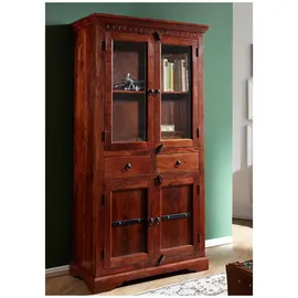 Massivmoebel24 Vitrine Oxford 90 x 44 x 180 cm Braun