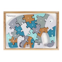 KINDSGUT Puzzle Buchstaben-Puzzle Elefant, 26 Puzzleteile, Lern-Spielzeug, Motorik, Lern-Puzzle aus Holz bunt