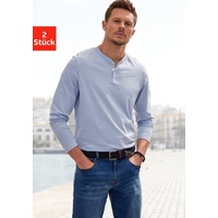 H.I.S. H.I.S Langarmshirt, (Packung, 2 tlg.), Shirt mit Knopfleiste aus aus strukturierter Baumwoll-Qualität,