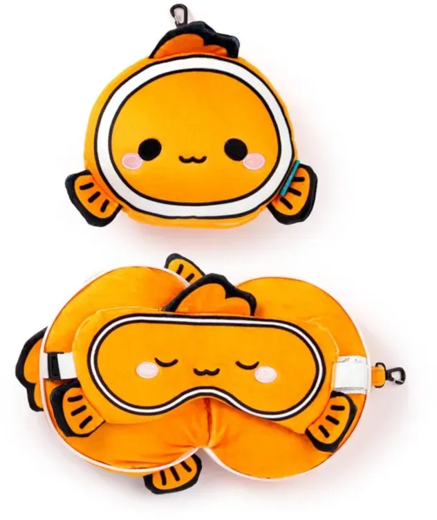 Relaxeazzz Adoramals Finley the Clownfish Plüsch Reisekissen & Schlafmaske