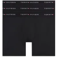 Boxershorts "3P LONG", Herren, Gr. M (50), schwarz, schwarz, schwarz, Jersey, Obermaterial: 87% Polyester, 13% Elasthan, TOMMY HILFIGER UNDERWEAR, unifarben, körpernah, Unterhosen, mit längerem Bein