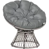 Outsunny Papasansessel Korbsessel mit Polster 360 Grad drehbar Rattan Grau B87 x T97 x H86 cm für Garten & Wohnzimmer   Aosom.de