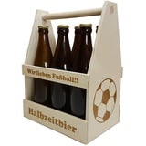 KF-Holz Bierträger mit Kapselheber und Gravur, Flaschenträger, Männerhandtasche, 6er, 8er Holzträger mit Gravur (6er Bierträger Fussball)