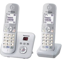 Panasonic Schnurloses Telefon analog KX-TG6822 Duo Anrufbeantworter, Freisprechen Silber, Grau Panasonic Schnurloses Telefon analog KX-TG6822 Duo Anrufbeantworter, Freisprechen Silber, Grau