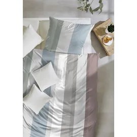 Primera Mako-Satin Streifenflug Blau 155 x 220 cm + 80 x 80 cm