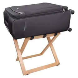 Kofferständer WOOD aus Holz Buche Natur mit Riemen Nylon Schwarz