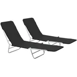 furnicato Klappliegen 2 Stk 182 x 56 x 24,5 cm Schwarz