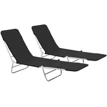 furnicato Klappliegen 2 Stk 182 x 56 x 24,5 cm Schwarz