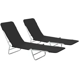 furnicato Klappliegen 2 Stk 182 x 56 x 24,5 cm Schwarz