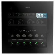 Cecotec Weinkühlschrank Bolero GrandSommelier Duo 36000 Touch Matt Black Compressor, 60x60 cm, 36 Flaschen, Dual-Zone 5-22 Grad, Touch-Öffnung, Kompressor, Holzregale, LED, leises System