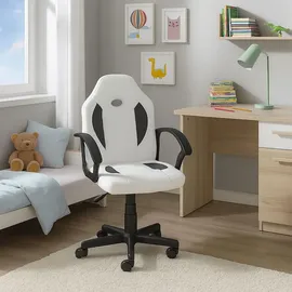 Hti-Living Junior Drehstuhl Kunstleder Weiß-Grau