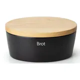 Continenta Brottopf mit Holzdeckel oval 30 cm matt schwarz