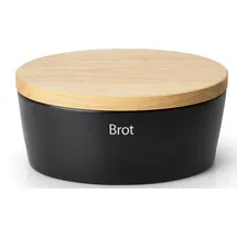 Continenta Brottopf mit Holzdeckel oval 30 cm matt schwarz