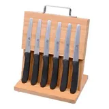 Gräwe 6 Frühstücksmesser, Brötchenmesser, Tafelmesser, Spezial-Messerstahl, Messerblock mit Magnetplatte, Magnet Messerhalter Bambus, Edelstahlgriff, sichere Messeraufbewahrung, Schwarz