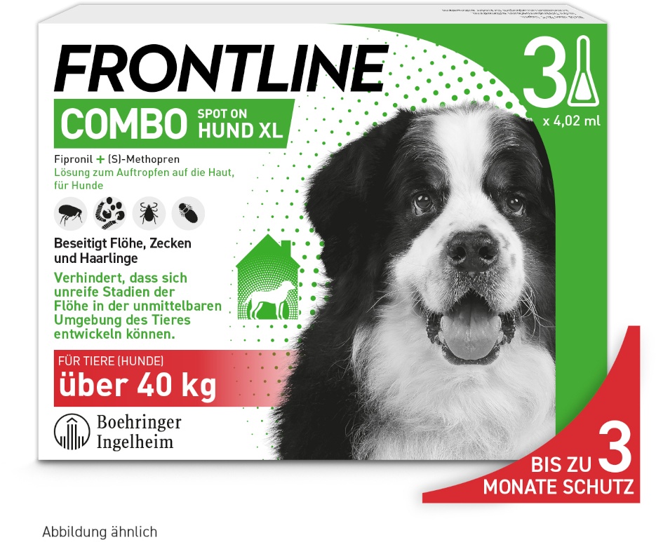 FRONTLINE COMBO gegen Zecken, Flöhe (Flöhe, Eier, Larven, Puppen) bei Hunden XL (40-60Kg)