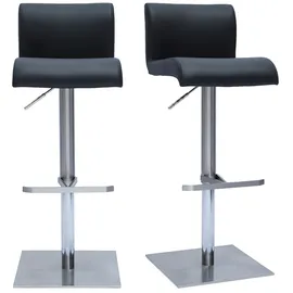 miliboo Design-barhocker höhenverstellbar schwarz gebürsteter Edelstahl (2er-set) Sheina