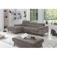 Cotta Ecksofa "Kitty L-Form, B: 242 cm", grau (schwarzgrau), B:244cm H:72cm T:166cm, Microfaser (100% Polyester);Flachgewebe (100% Polyester), Sofas, Ecksofa, mit Kopfteilverstellung, optional Bettfunktion & Bettkasten