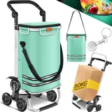 KESSER KESSER® Einkaufstrolley Treppensteiger mit Kühlfach klappbar mit 56L Kapazität und belastbar bis 50kg 3in1 Trolley Sackkarre & Umhängetasche Faltbarer Einkaufswagen inkl. Einkaufschip