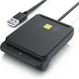 CSL USB Chipkartenleser, NFC ISO 7816/14443, kompatibel mit Mac OS X & Windows 11, für Personalausweis, Notebook Security, Schwarz