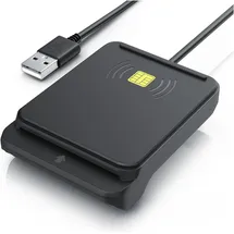 CSL USB Chipkartenleser, NFC ISO 7816/14443, kompatibel mit Mac OS X & Windows 11, für Personalausweis, Notebook Security, Schwarz