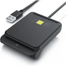CSL USB Chipkartenleser, NFC ISO 7816/14443, kompatibel mit Mac OS X & Windows 11, für Personalausweis, Notebook Security, Schwarz