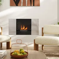 Wandmontierter Bioethanol-kamin Mit 0,9-liter-brenner Für 3,3 Stunden Brenndauer, Einbau-bioethanol-kamin Aus Stahl, Ethanol-kamin Für Den Innenbereich Mit 20 M2 Abdeckung, 100 X 15 X 54 Cm, Schwarz U