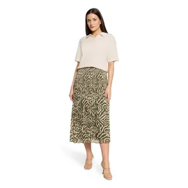 Cartoon Midirock Damen Plissee Khaki/Cream 36