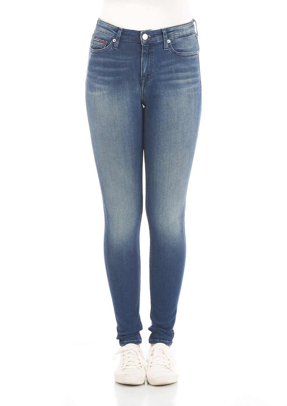 Tommy Hilfiger Damen Jeans NORA Skinny Fit New Niceville Blau Stretch Normaler Bund Reißverschluss W 26 L 34