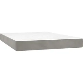 vidaXL Boxspringbett mit Matratze & LED Hellgrau 140x200 cm Samt