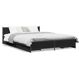 vidaXL Bettgestell mit Schubladen Schwarz 120x200 cm Holzwerkstoff