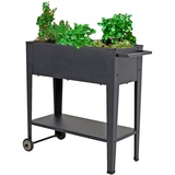 Spetebo - Fahrbares Hochbeet 80x35 cm - Metall Gemüse Beet mit Rollen - Pflanzbeet rollbar