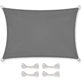 Celinasun Sonnensegel inkl Befestigungsseile Premium PES wasserabweisend imprägniert Rechteck 3 x 4 m anthrazit