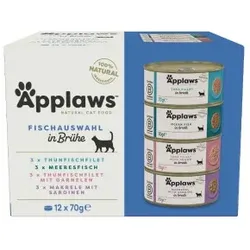 Applaws Nassfutter Katze Adult Multipack in Brühe 12x70 g Fischauswahl