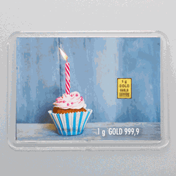 Goldbarren 1g Muffin/Happy Birthday (Flip)