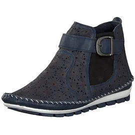 Gemini Damen Stiefelette Leder Cutouts floral Muster 382019-19, Größe:38 EU, Farbe:Blau - Blau - 38