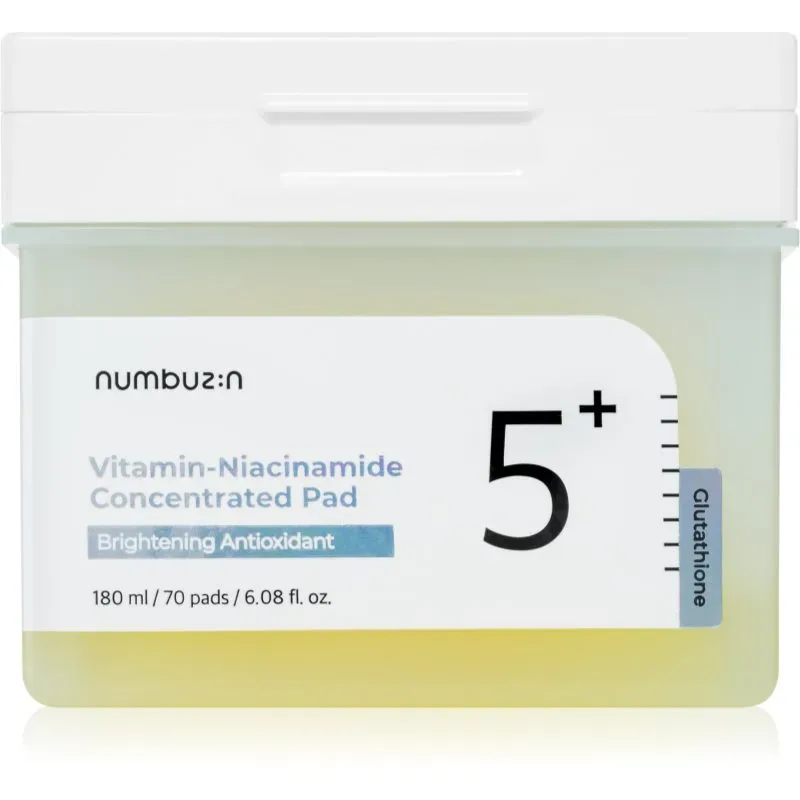 Numbuzin No. 5 Glutathione Vitamin Concentrated Toner Pad tonisierende Pads für hydratisierte und strahlende Haut 70 St.