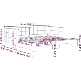 vidaXL Tagesbett Ausziehbar Dunkelgrau 90x200 cm Samt