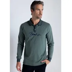 Bendorff für Herren. 830575292 Kurzärmeliges Poloshirt mit Jacquard-Kragen (S), Lässig, Grün, Baumwolle, Klassisch, Kurzarm