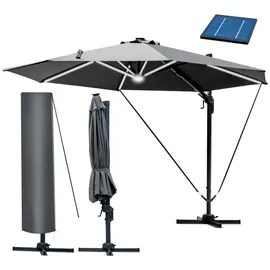 Brast Alu Ampelschirm Ø 360 cm grau inkl. LEDs
