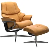 Stressless Relaxsessel STRESSLESS "Reno" Sessel Gr. Material Bezug, Material Gestell, Ausführung / Funktion, Maße B/H/T, gelb (honey) mit Cross Base, Größe S, M & L, Holzakzent Schwarz