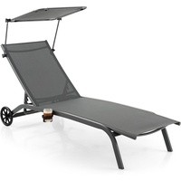 KOMFOTTEU Relaxliege Liegestuhl, mit Sonnenblende, verstellbare Rückenlehne grau